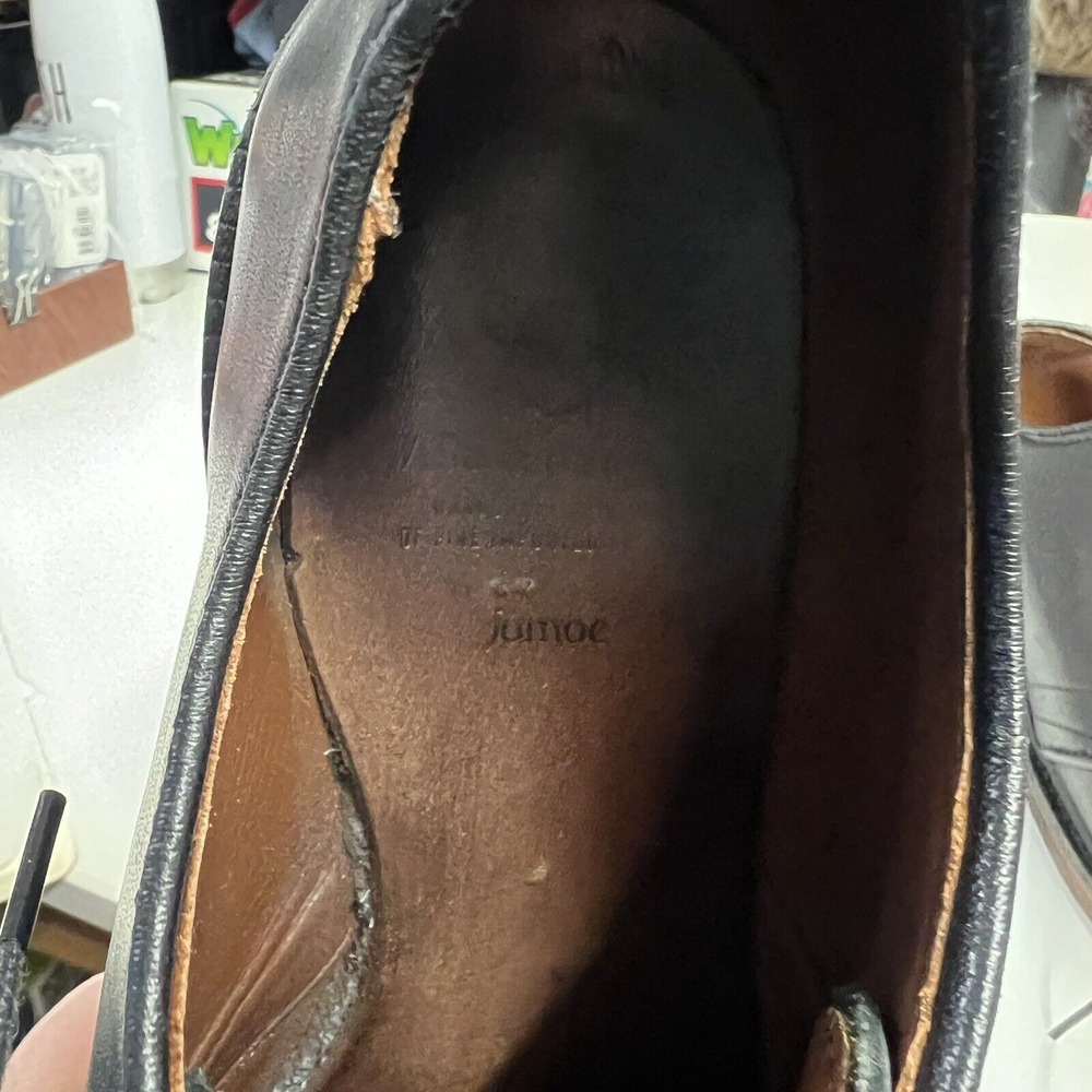 Allen Edmonds Leeds Black Leather Plain Toe Derby Shoes Mens 9 E 4611 USA Made - Picture 7 of 7